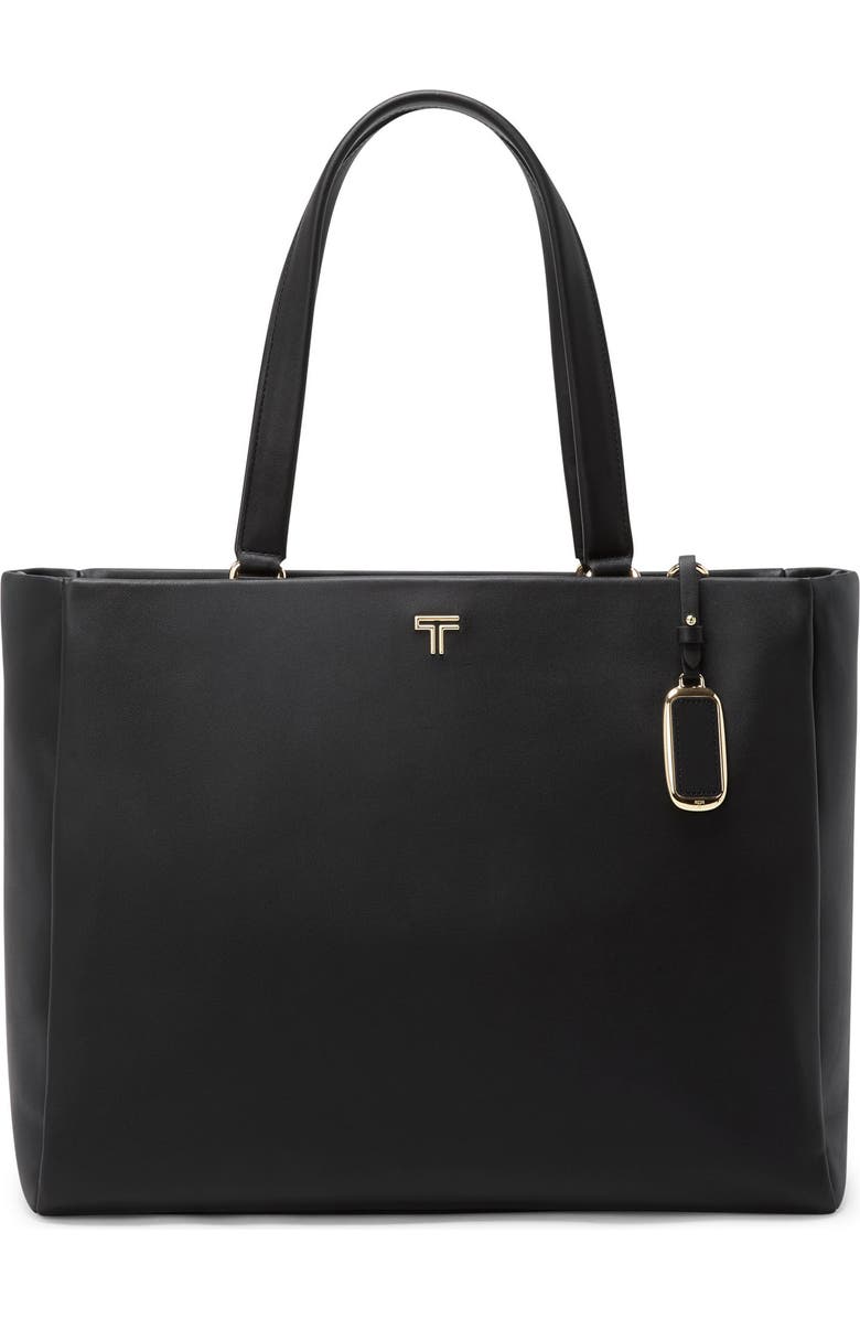 TUMI Large Vail Leather Tote, Main, color, Black/ Light Gold