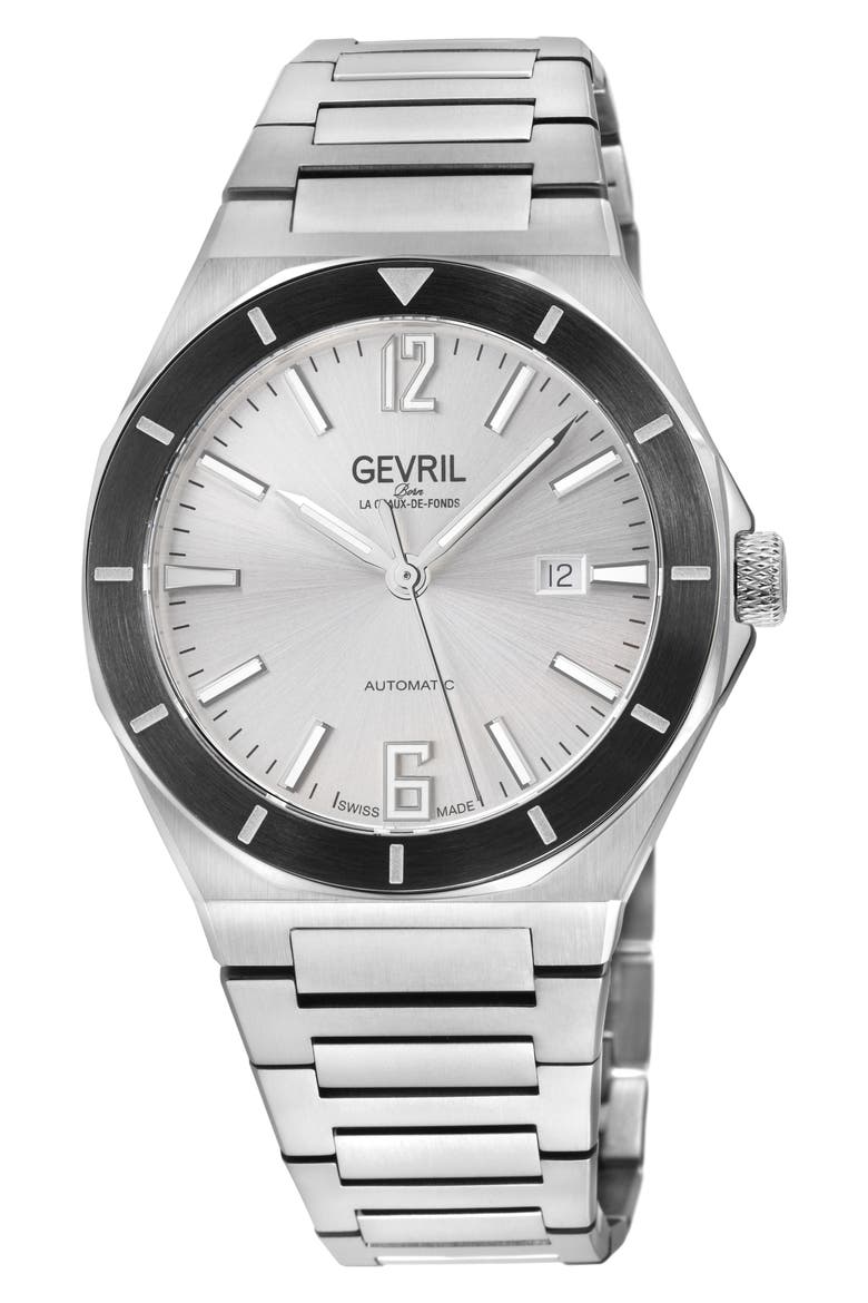 High Line Automatic Bracelet Watch, 43mm, Main, color, SILVER