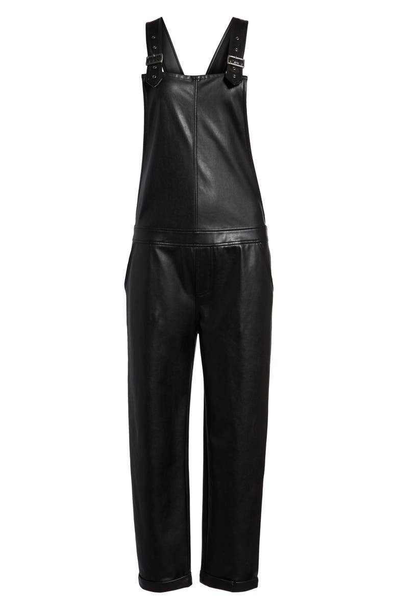 David Lerner Faux Leather Overalls, Alternate, color, 