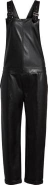 David Lerner Faux Leather Overalls