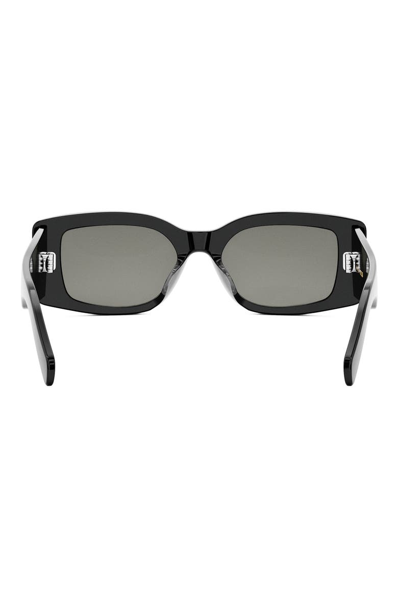 Triomphe 53mm Rectangular Sunglasses, Alternate, color, SHINY BLACK / SMOKE/ SILVER