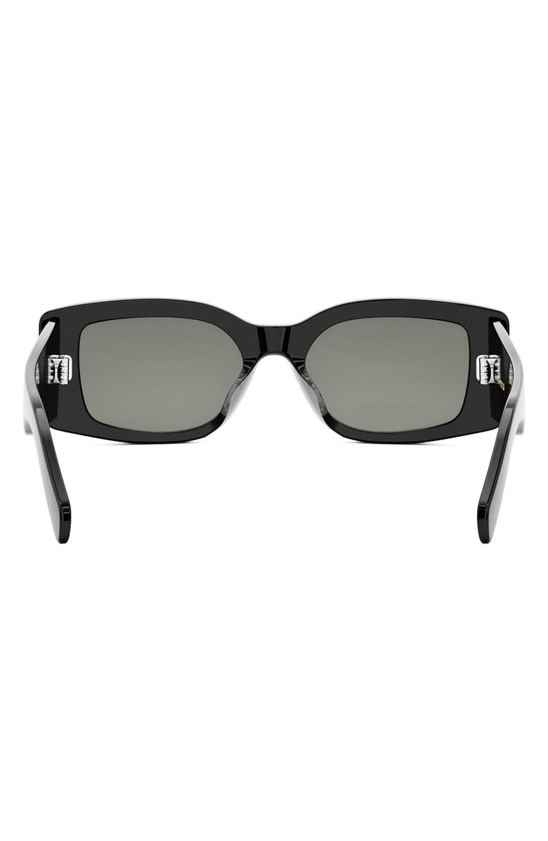 CELINE Triomphe 53mm Rectangular Sunglasses, Alternate, color, Shiny Black / Smoke/ Silver