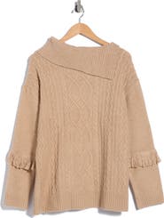 Joseph A Cable Fringe Sweater