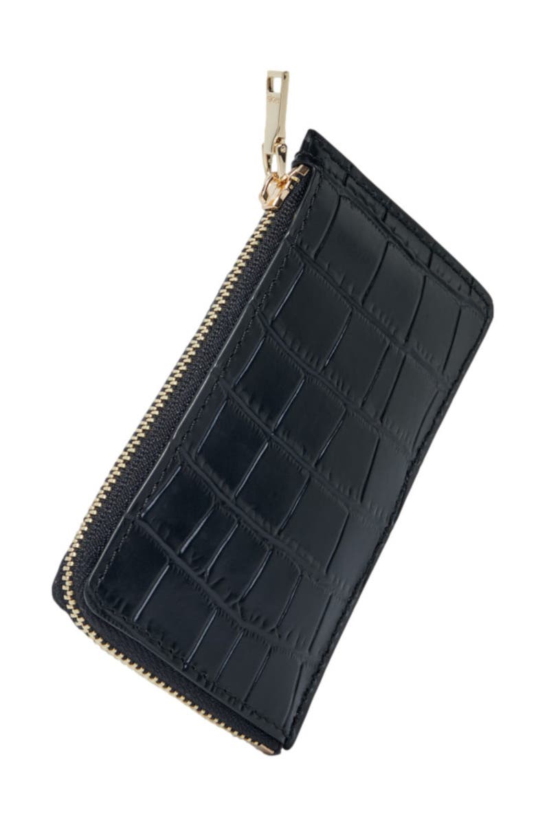 maje LEATHER CARD CASE, Alternate, color, Black