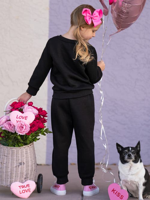Mia Belle Girls Girls Smileyworld Love Struck Sweatshirt & Jogger Set In Black