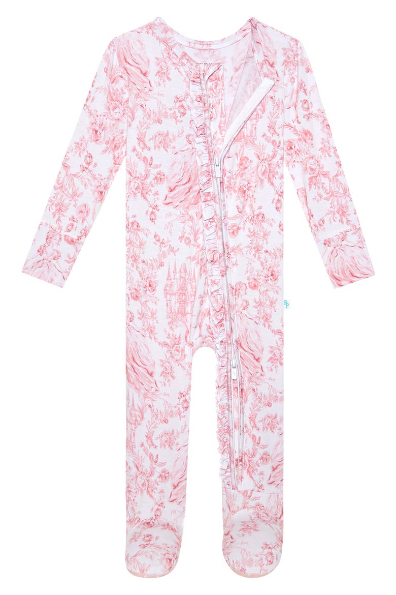 Fitted Zip Footie, Alternate, color, WHITE/ PINK