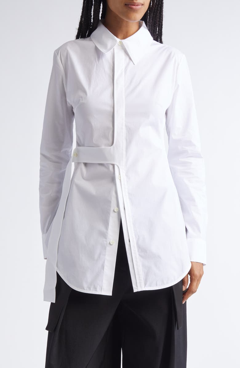 Jean Paul Gaultier Strap Detail Button-Up Shirt, Main, color,