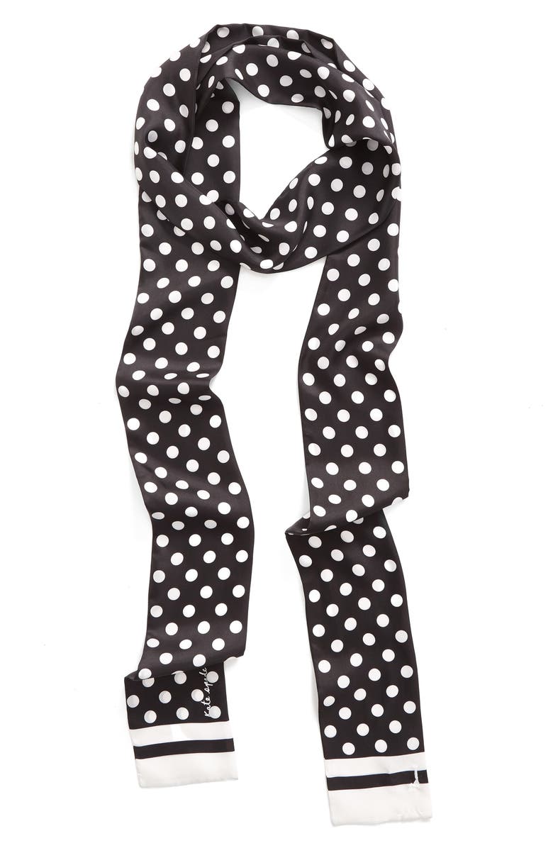 Kate Spade New York polka dot skinny silk scarf, Main, color,
