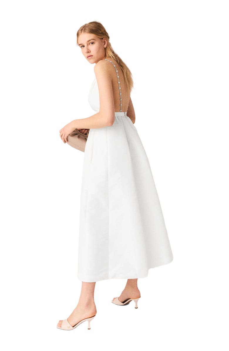 maje Jewelled taffeta maxi dress, Alternate, color, White