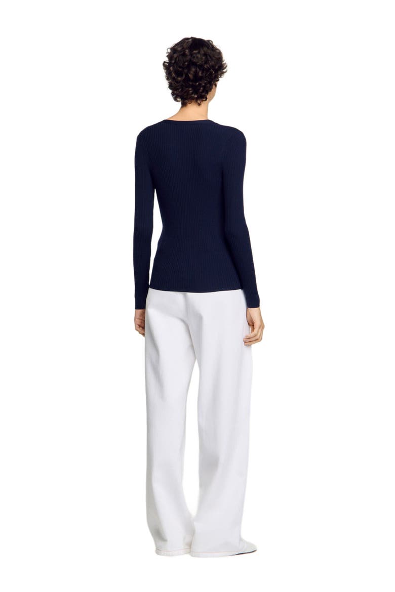 Rib knit cardigan, Alternate, color, Navy blue