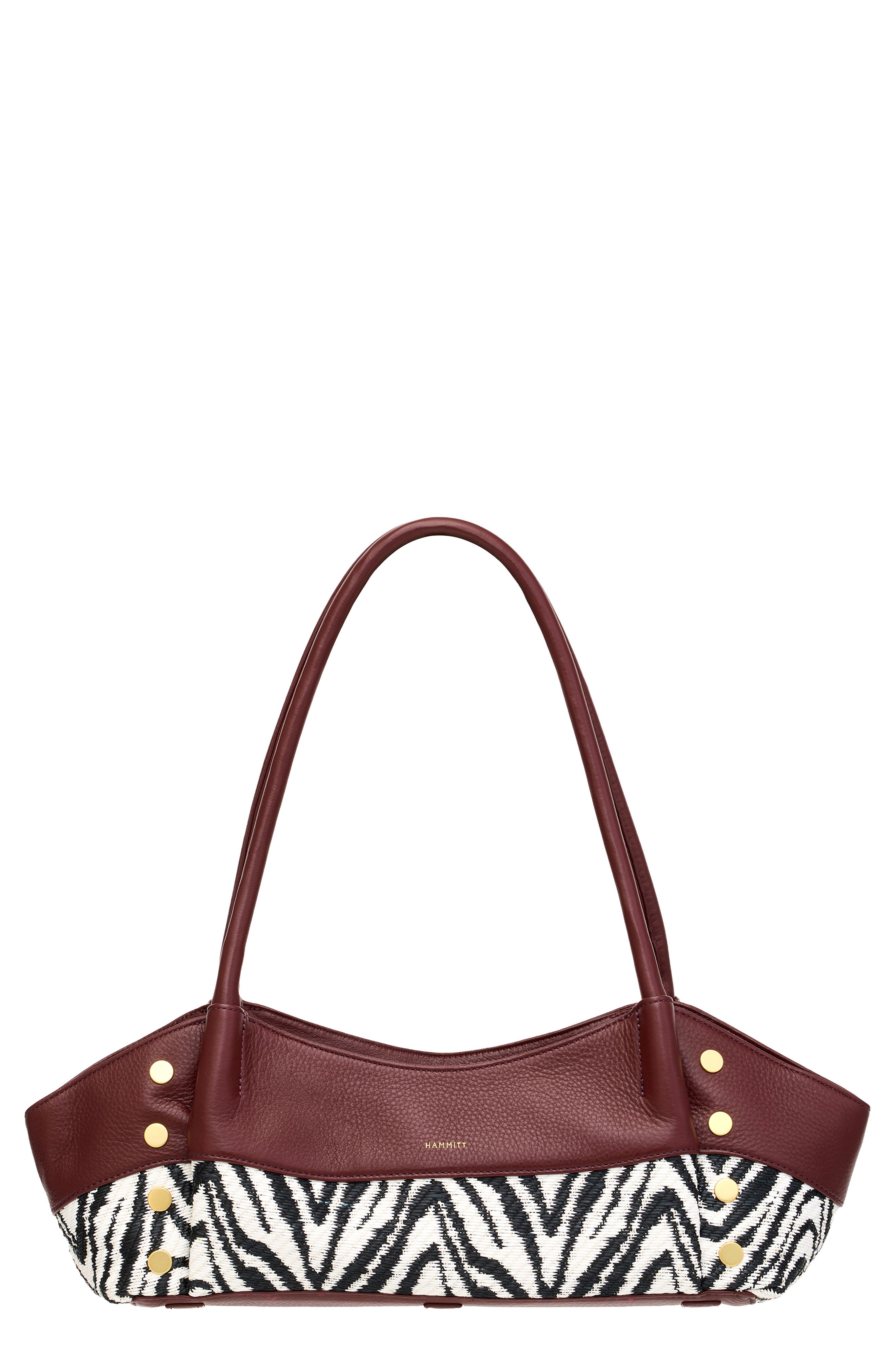 HAMMITT Paul Leather & Raffia Shoulder Bag, Main, color, Zebra/ Brushed Gold