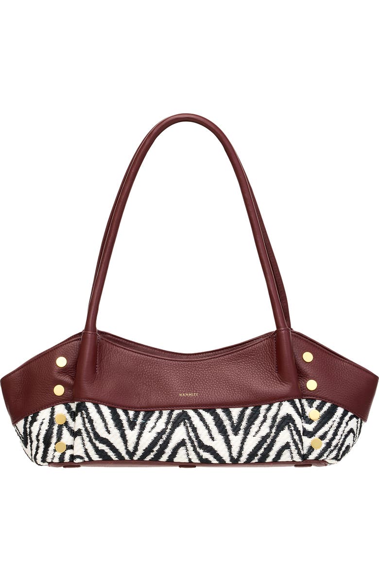 HAMMITT Paul Leather & Raffia Shoulder Bag, Main, color, Zebra/ Brushed Gold