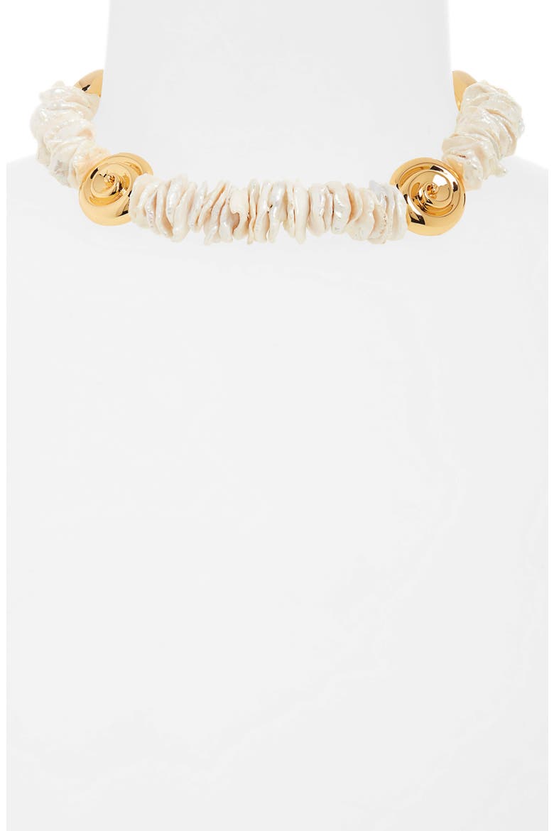 Aphrodite Collar Necklace, Alternate, color, PEARL/ GOLD
