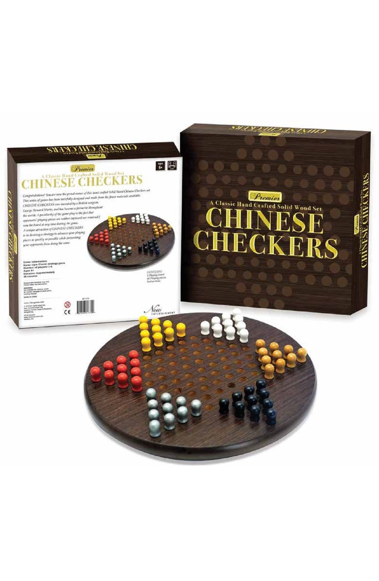 Intex Entertainment Chinese Checkers Wood Board Game, Ages 6+, Main, color, Multicolored