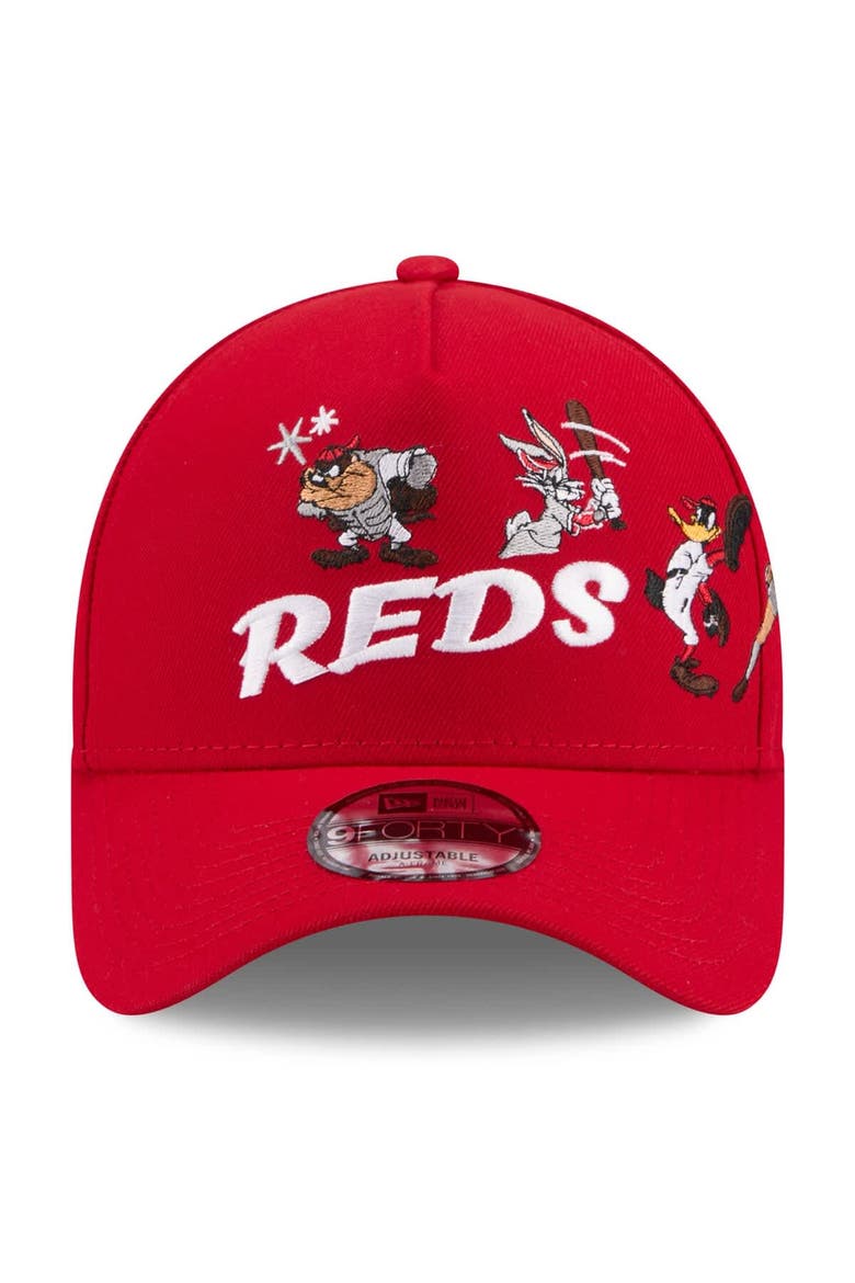 Youth New Era Red Cincinnati Reds Looney Tunes A-Frame 9FORTY Adjustable Hat, Alternate, color, Red