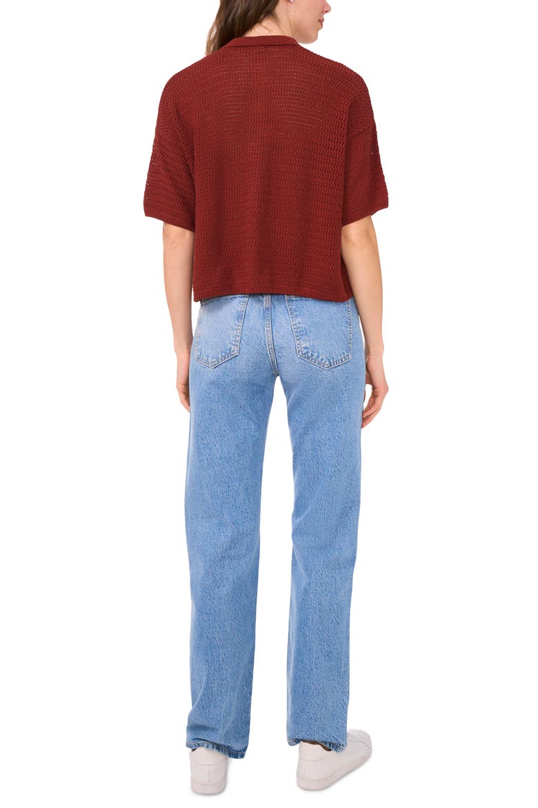 Cotton Short Sleeve Cardigan, Alternate, color, FIRED BRICK