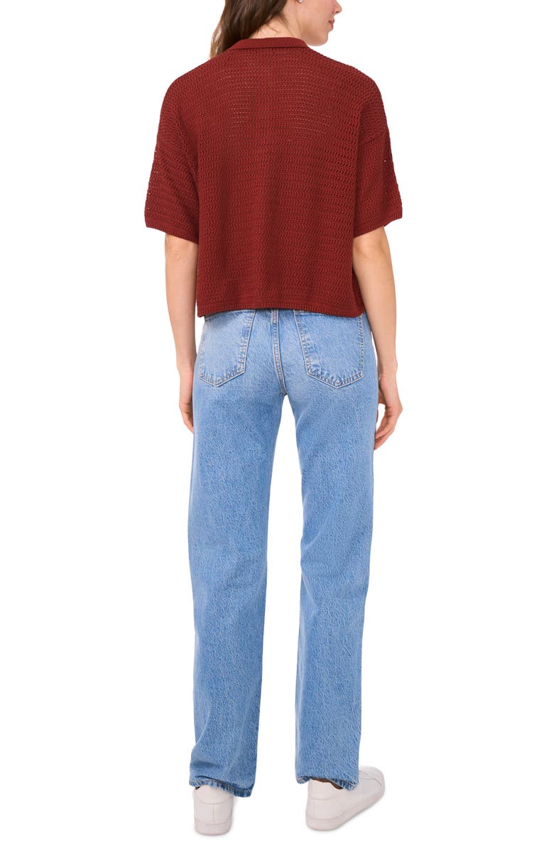 Halogen<sup>®</sup> Cotton Short Sleeve Cardigan, Alternate, color, Fired Brick