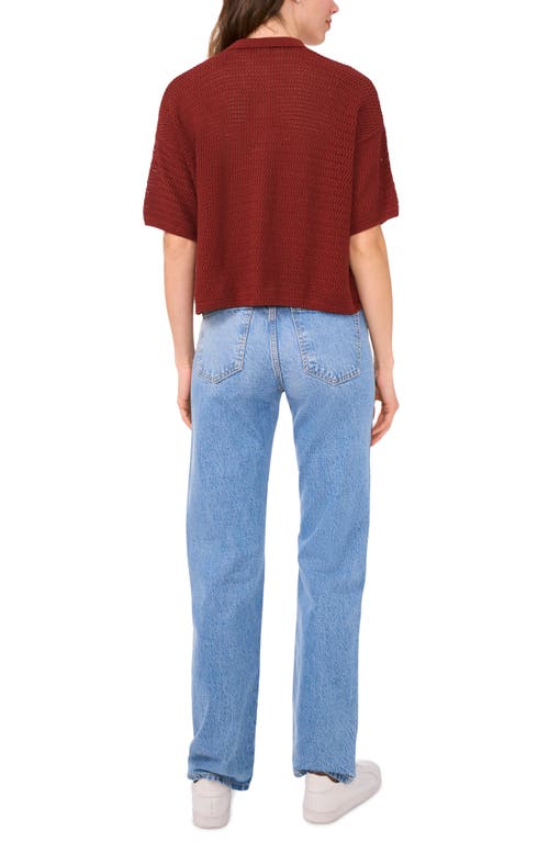 Halogenr Halogen(r) Open Stitch Button-up Polo Sweater