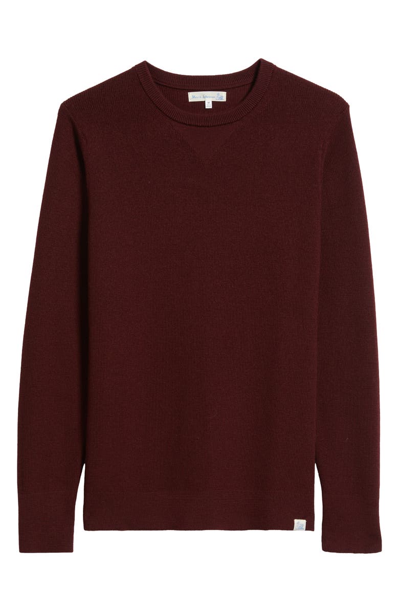 MERZ B SCHWANEN Merino Ribbed Crewneck Sweater, Alternate, color, Burgundy