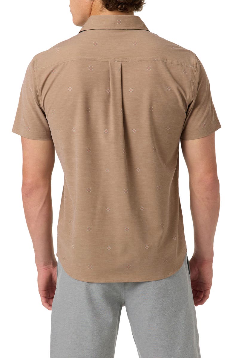 O'Neill Standard Fit TRVLR Traverse Performance Short Sleeve Button-Up Shirt, Alternate, color, Dark Khaki