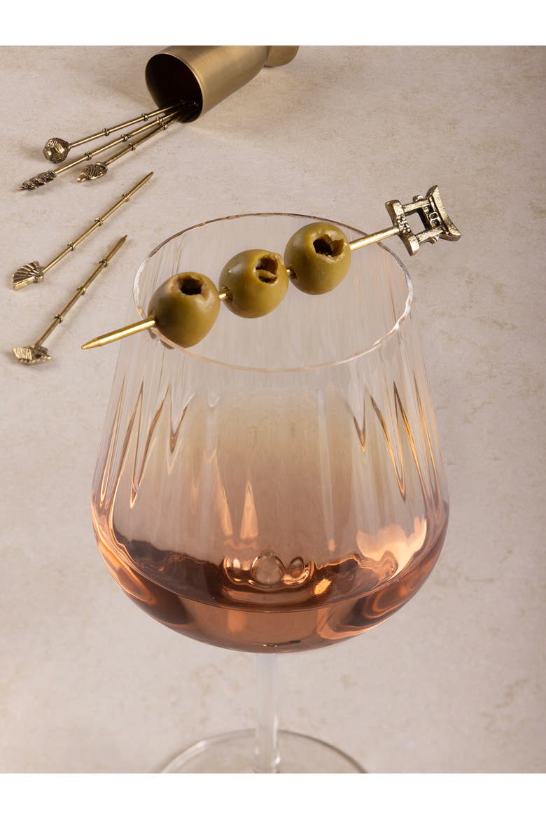 Magnolia Cocktail Picks, Set of 6, Alternate, color, Gold