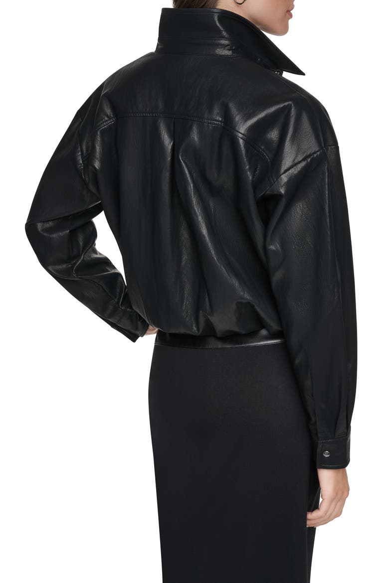 Faux Leather Shirt Jacket, Alternate, color, BLACK