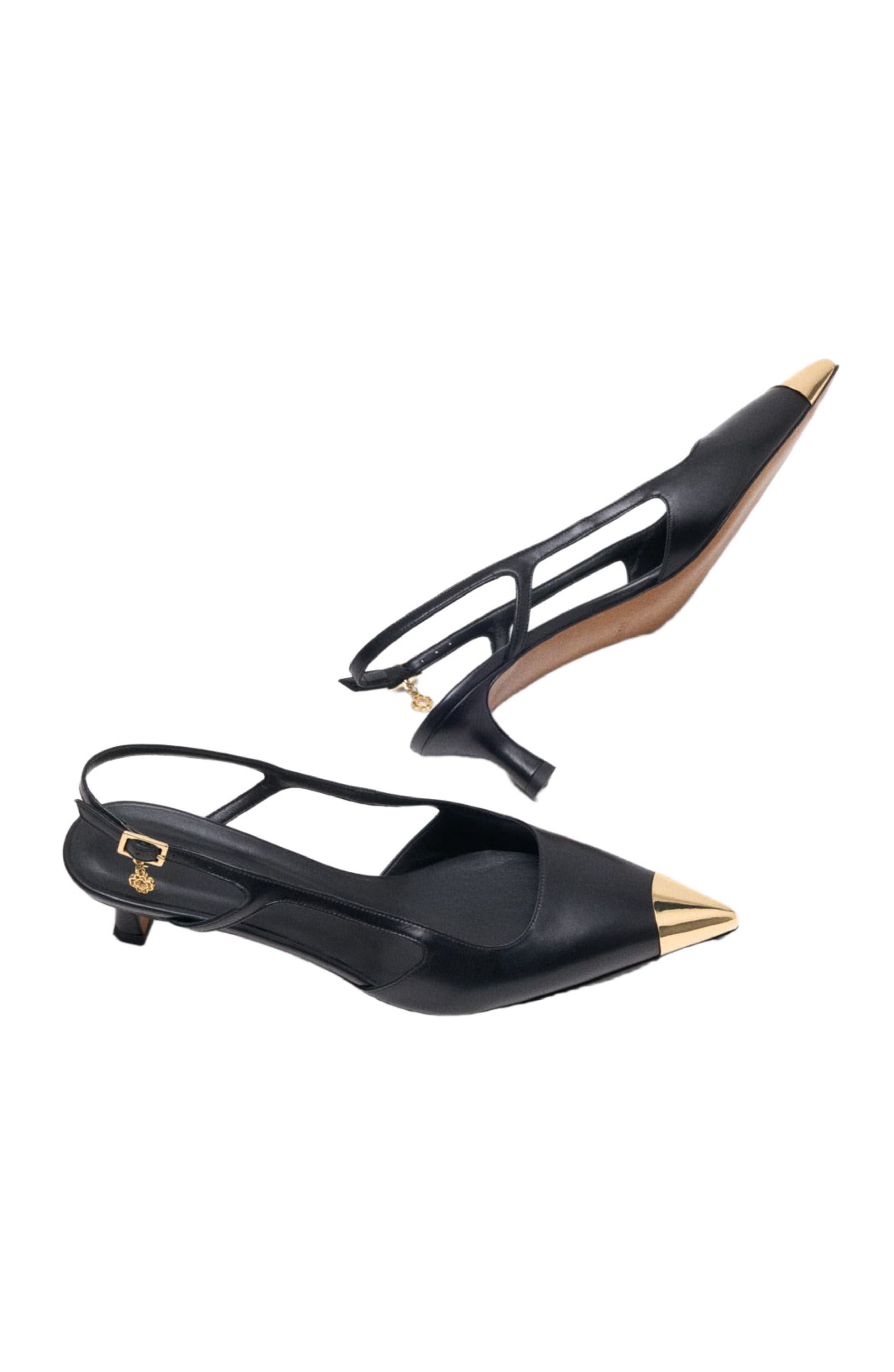 maje Smooth leather slingback pumps, Alternate, color, Black