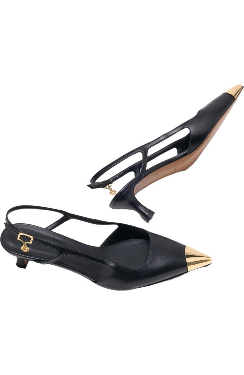 maje Smooth leather slingback pumps, Alternate, color, Black