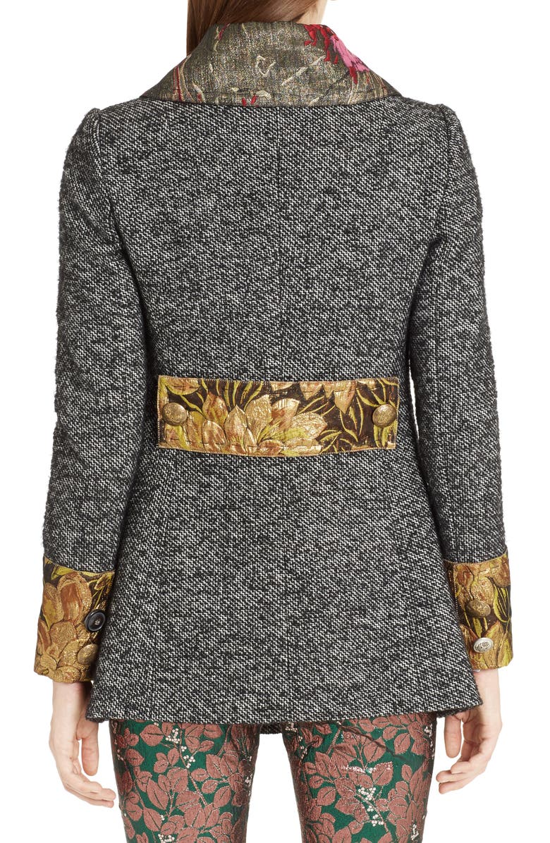 Dolce&Gabbana Jacquard Trim Tweed Coat, Alternate, color, Fantasy
