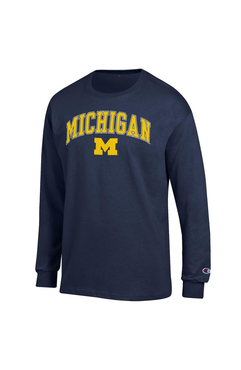 Champion Men's Champion Navy Michigan Wolverines Arch Over Logo 2-Hit Long Sleeve T-Shirt, Alternate, color, Navy