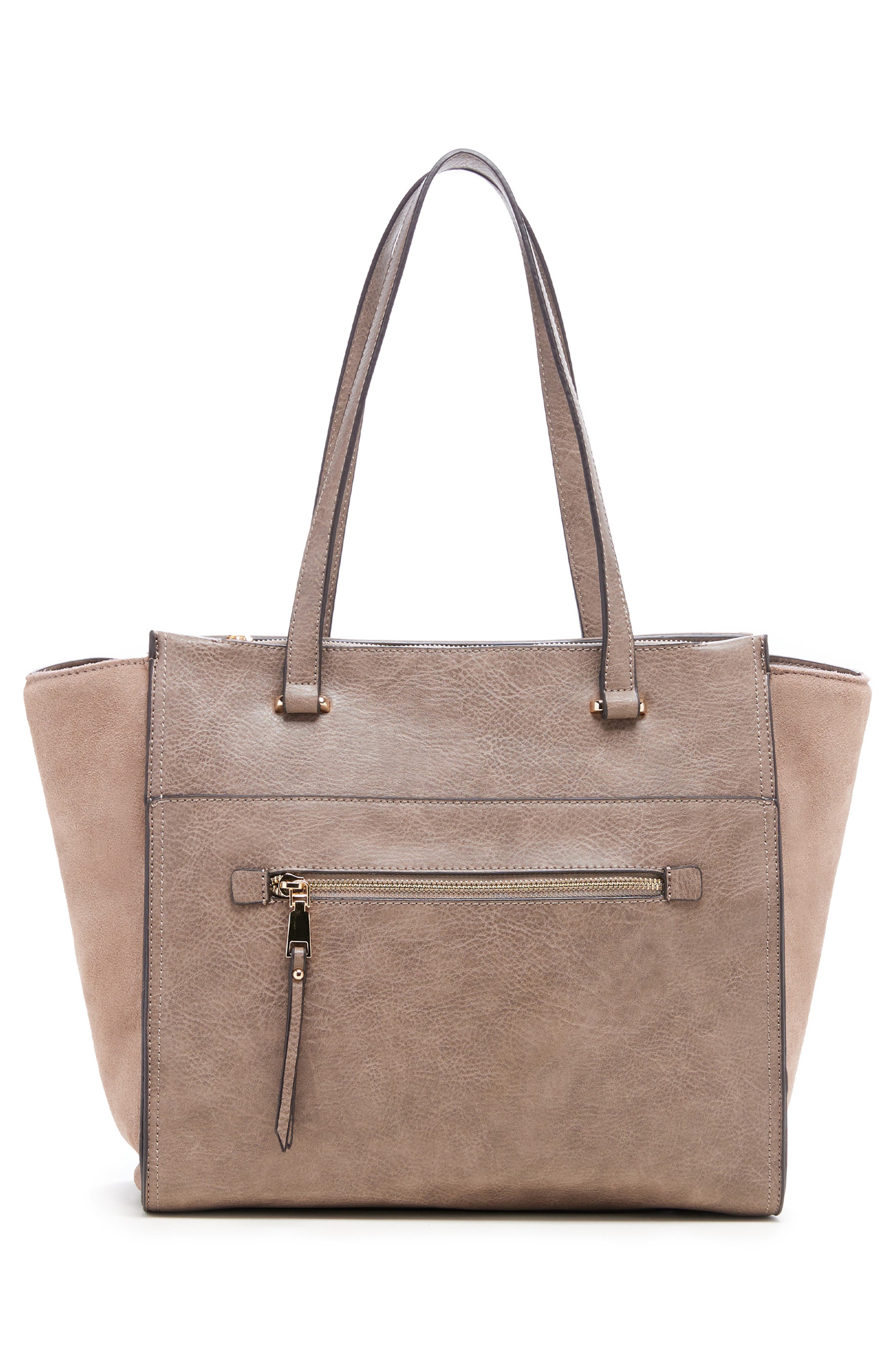 Chele 2 Faux Leather & Genuine Suede Tote, Alternate, color, MUSHROOM