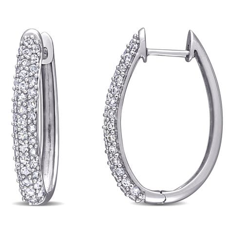 White Sapphire Hoop Earrings 10k