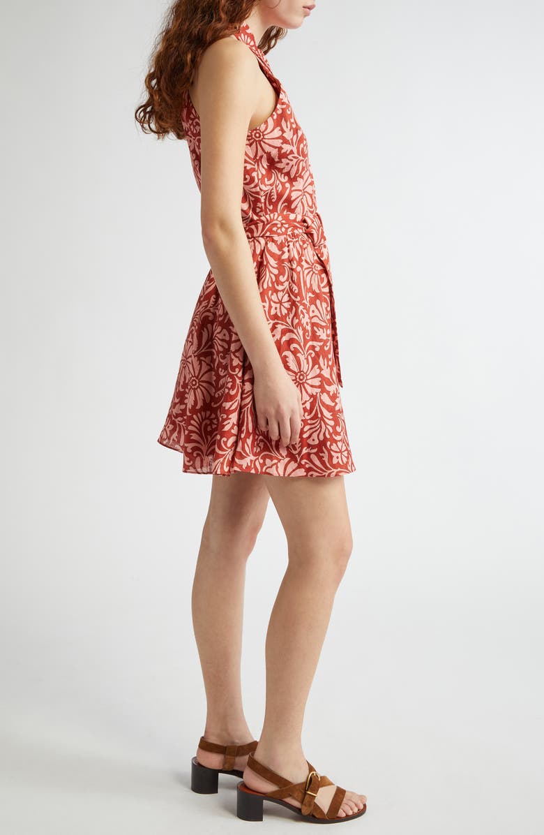 Veronica Beard Beau Floral Sleeveless Linen Shirtdress, Alternate, color, Dark Persimmon Multi