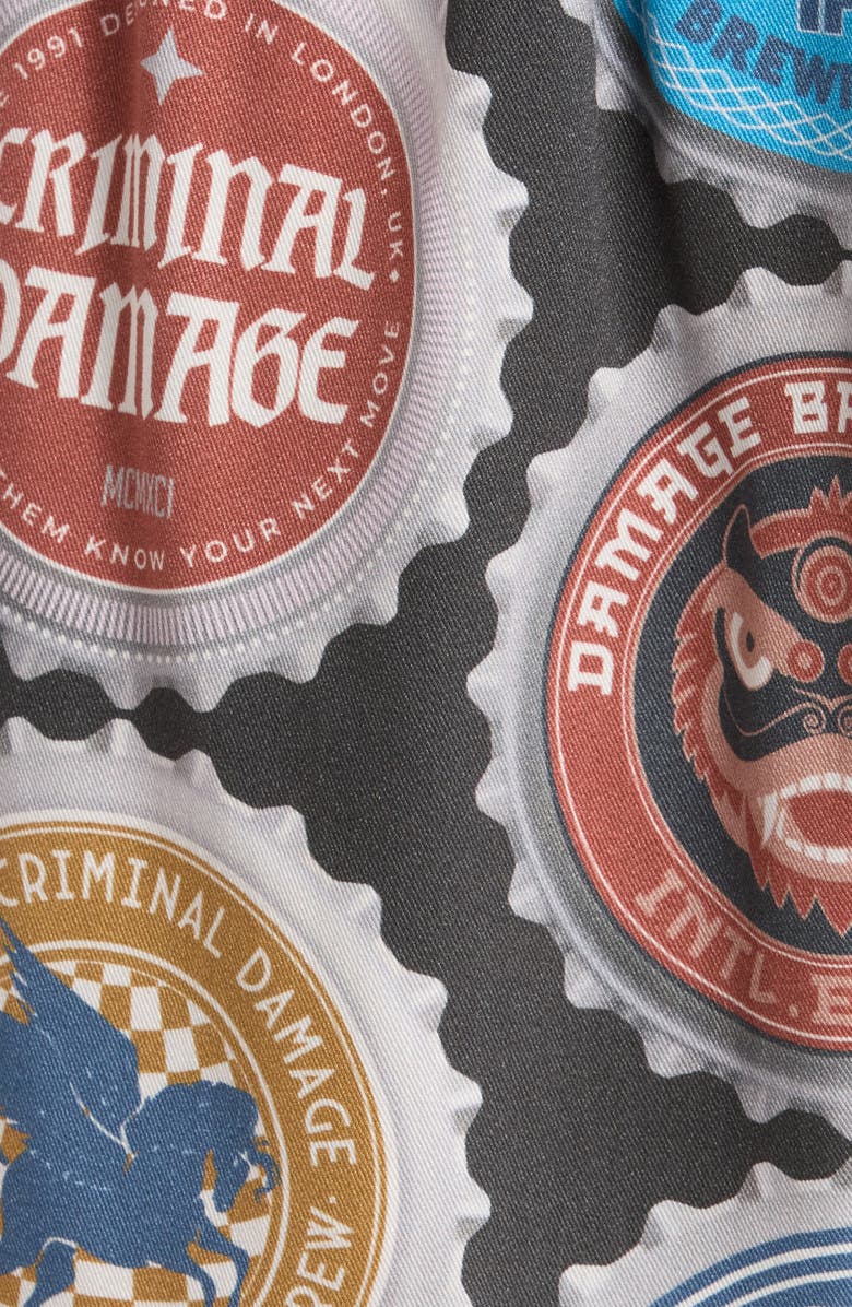 CRIMINAL DAMAGE Bottle Cap Shorts, Alternate, color, Black Multi
