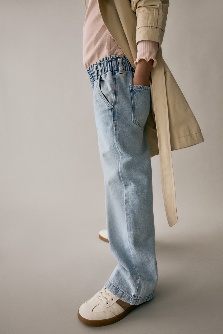 Wide Leg Paper Bag Jeans, Alternate, color, Light denim blue