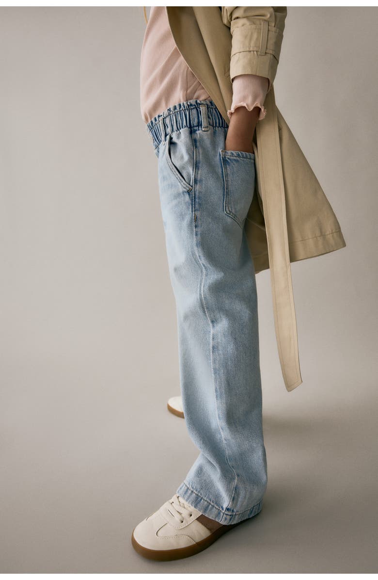 H&M Daisy wide leg paper-bag jeans, Alternate, color, Light Denim Blue