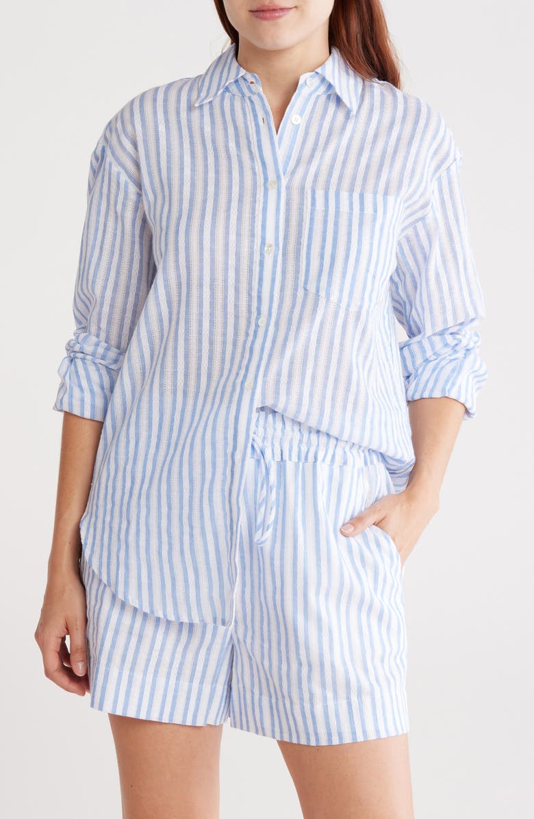 Veronica Beard Keiko Cotton Button-Down Shirt, Main, color,