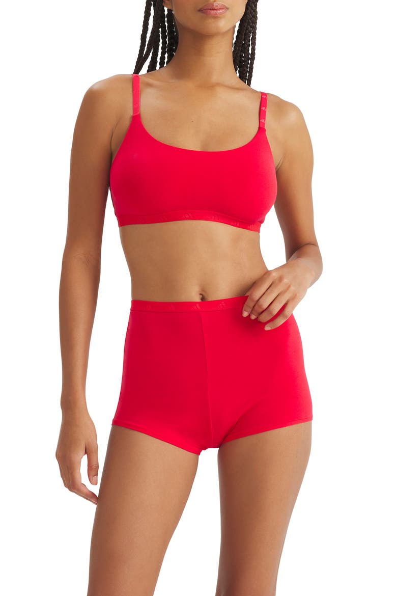 Essentials Cotton Blend Scoop Bralette, Alternate, color, PURE RUBY