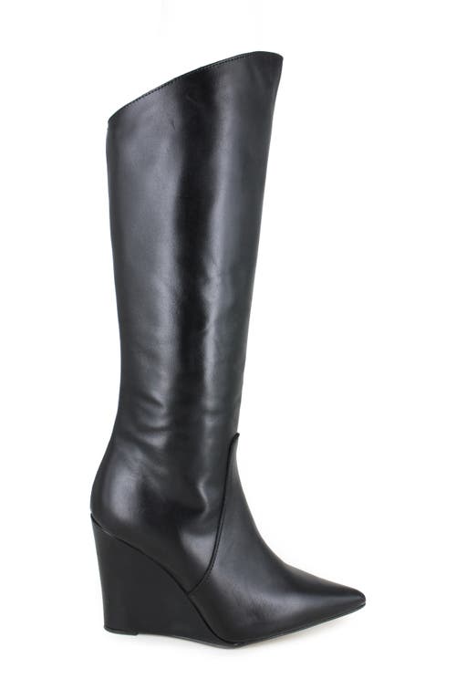 Zigi Karlin Pointed Toe Wedge Boot In Black Leather