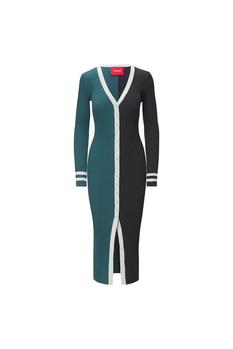 Women's STAUD Green/Black Philadelphia Eagles Shoko Knit Button-Up Sweater Dress, Alternate, color, Green