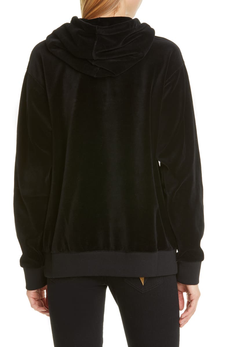 Gucci Oversize Embroidered Velour Hoodie, Alternate, color, 