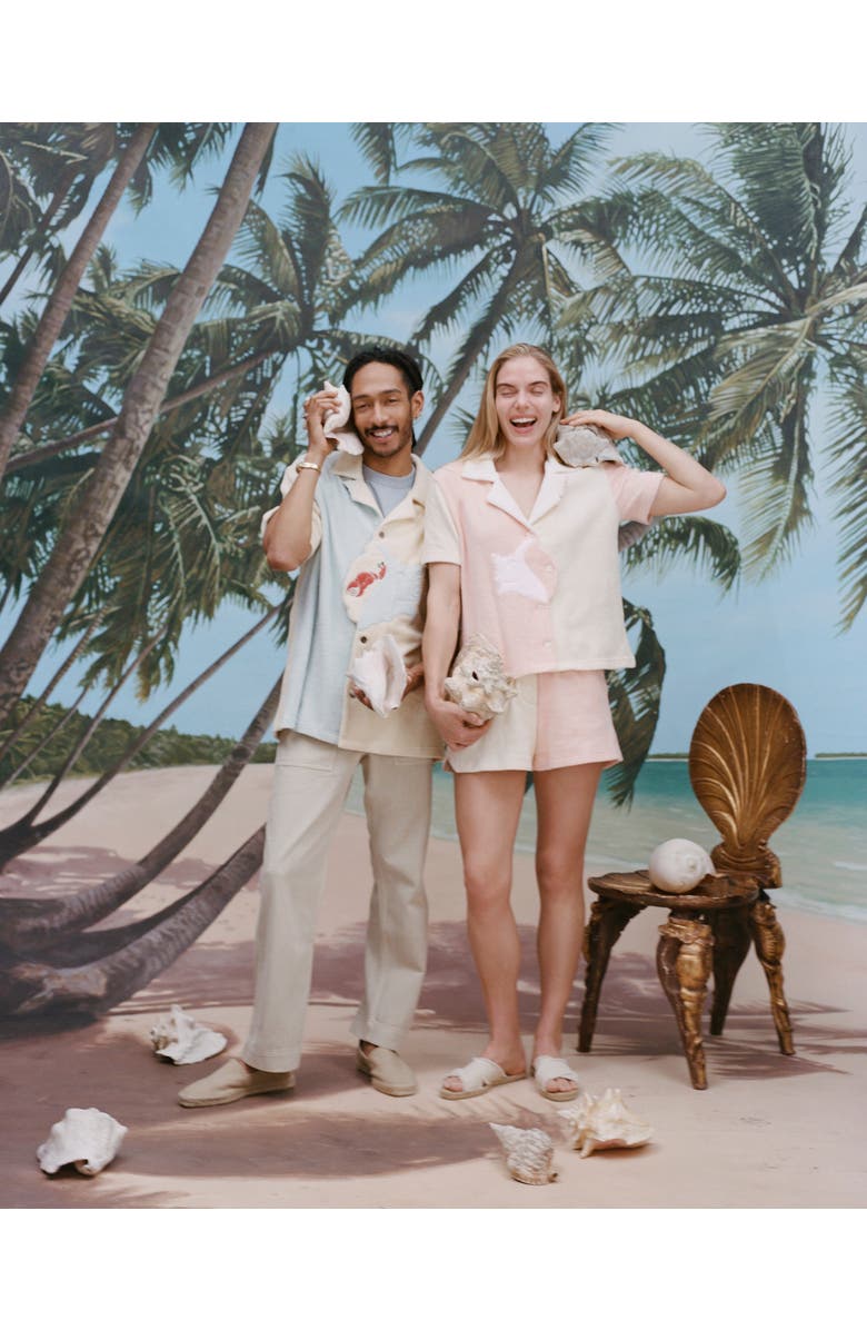 Tombolo 'Conched Out' Cabana ~ Crop Cut, Alternate, color, Cream/Pink