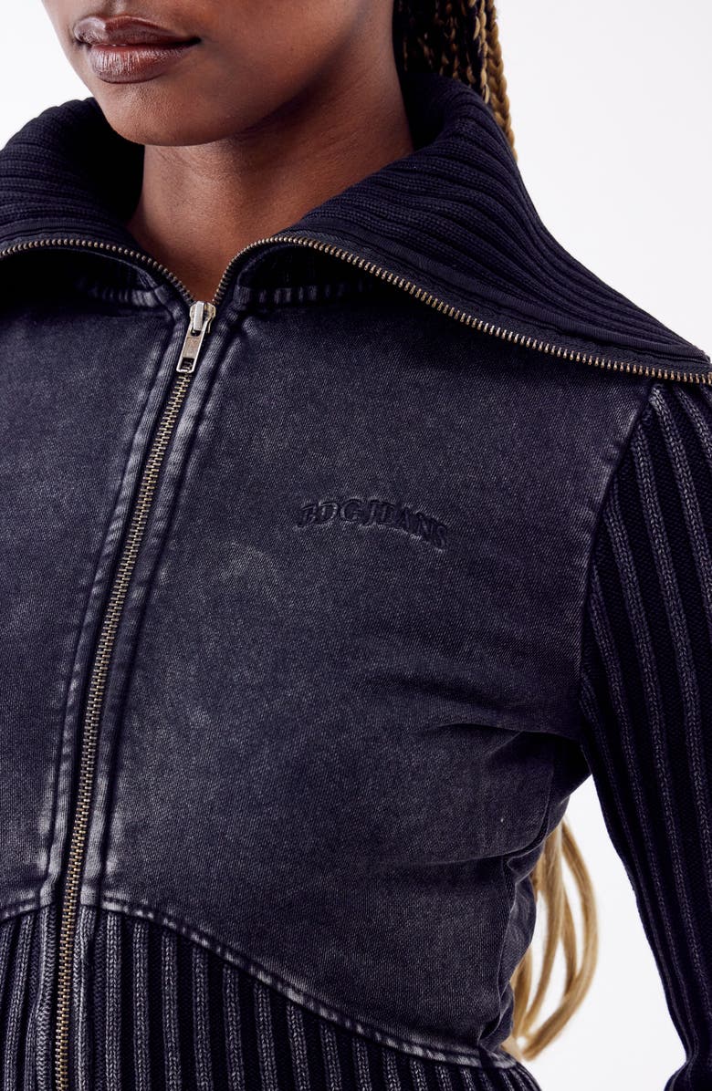 BDG Urban Outfitters Thea Mixed Media Rib Track Sweater, Alternate, color, 