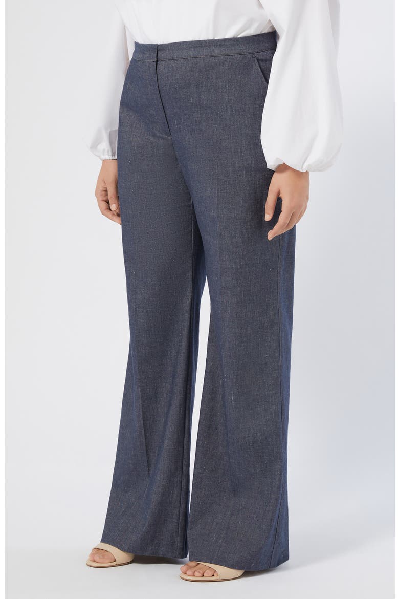 Brigitta Cotton Blend Pants, Main, color, BLUE JEANS