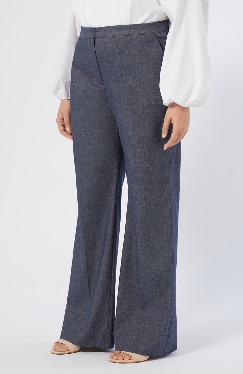 Marina Rinaldi Brigitta Cotton Blend Pants, Main, color, Blue Jeans