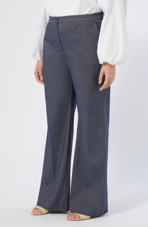 Marina Rinaldi Brigitta Cotton Blend Pants In Blue
