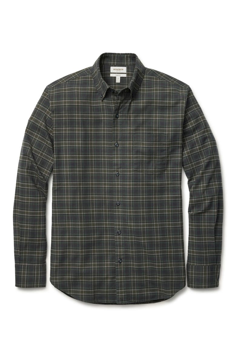 Everyday Lightweight Flannel Shirt, Alternate, color, PHANTOM GREY NAVY PLAID