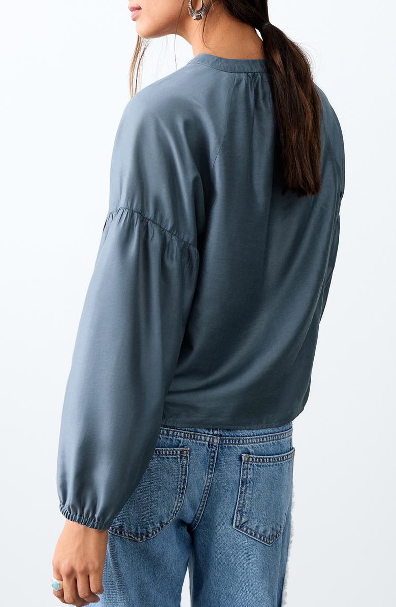 MANGO TEEN Embroidered Peasant Top, Alternate, color, Sky Blue