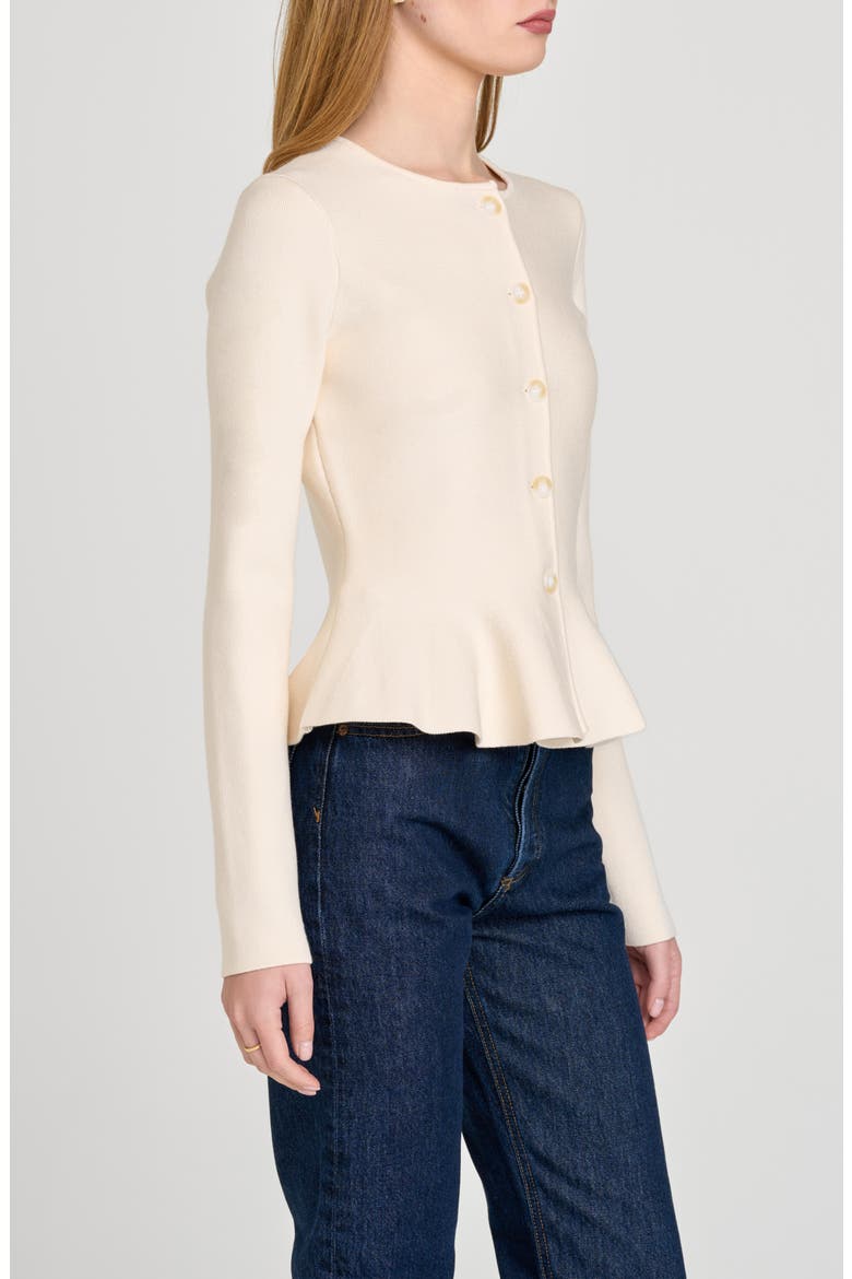 Brooklyn Peplum Cardigan, Alternate, color, CREAM
