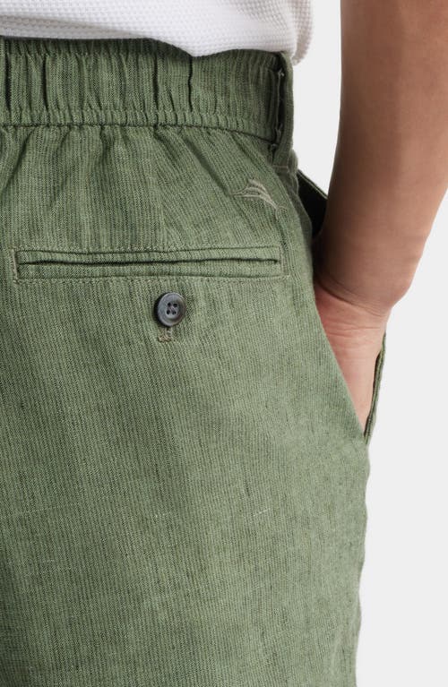 Tommy Bahama Isla Sands Pleated Stripe Linen Blend Shorts In Green